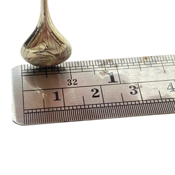 Vintage Sterling Silver Etched French Teardrop Long Wire Dangle Drop Earrings - Picture 7 of 9